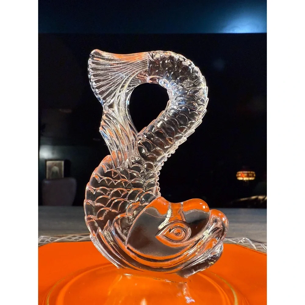 Vintage Glass Fish Handle Tray:‎ Mid-Century Coastal Decor